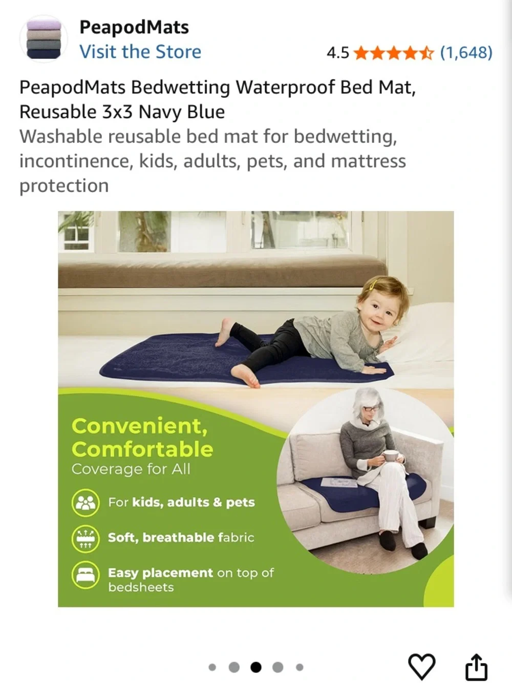Waterproof Mattress Protector Pad - Navy Blue